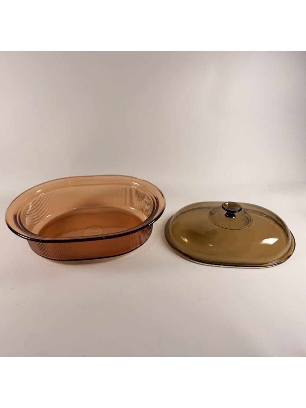 Vintage Visions Corning Brown Glass 4 L Roaster Casserole Pyrex Lid F-14-C